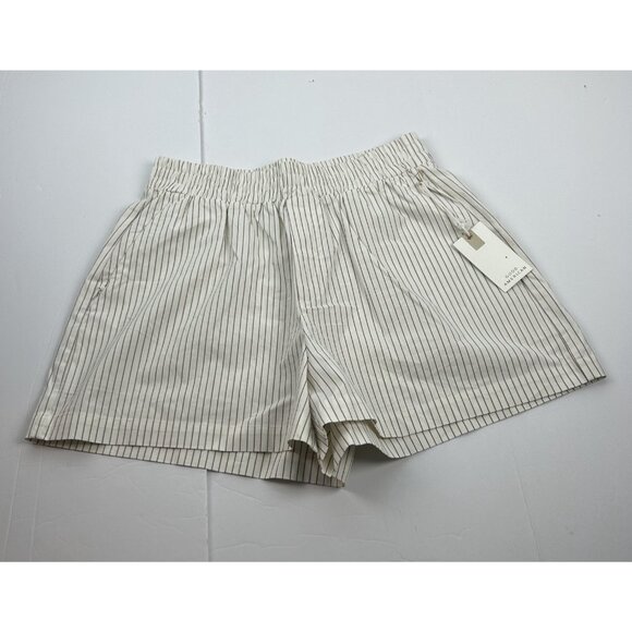 Good American Other - GOOD AMERICAN Ladies Pencil Stripe Weekend Shorts in Puddy Cream Color Nwt M